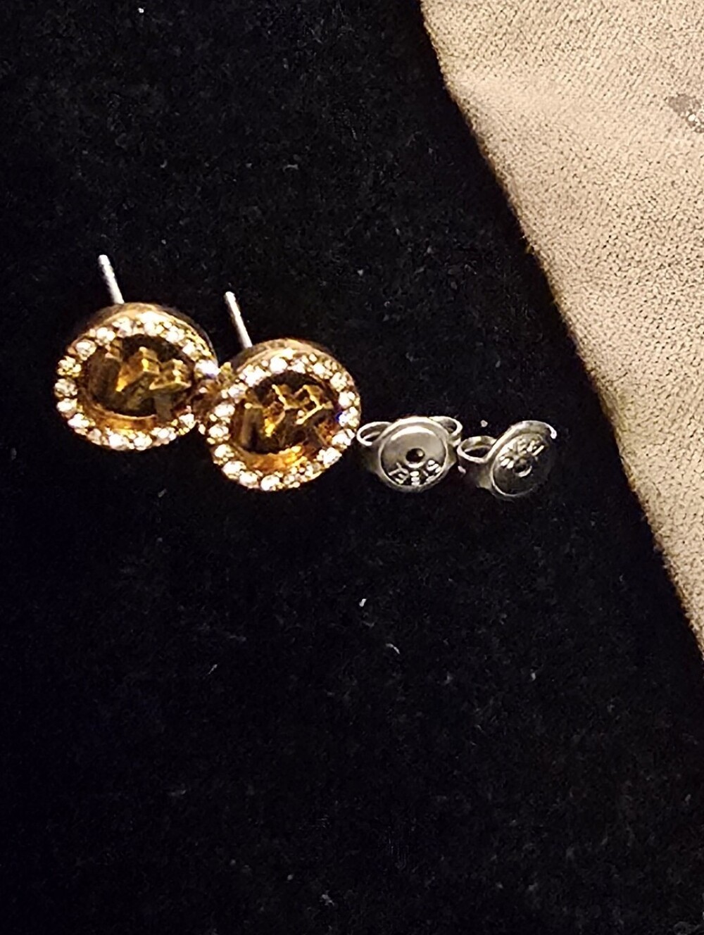 Michael Kors Gold Amber Crystal Halo Stud Earrings
